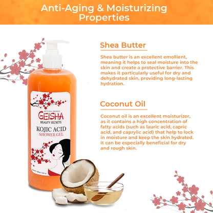 Geisha Beauty Secret Shower Gel - Lightening and Moisturizing Gel - 1000ml / 33 fl oz