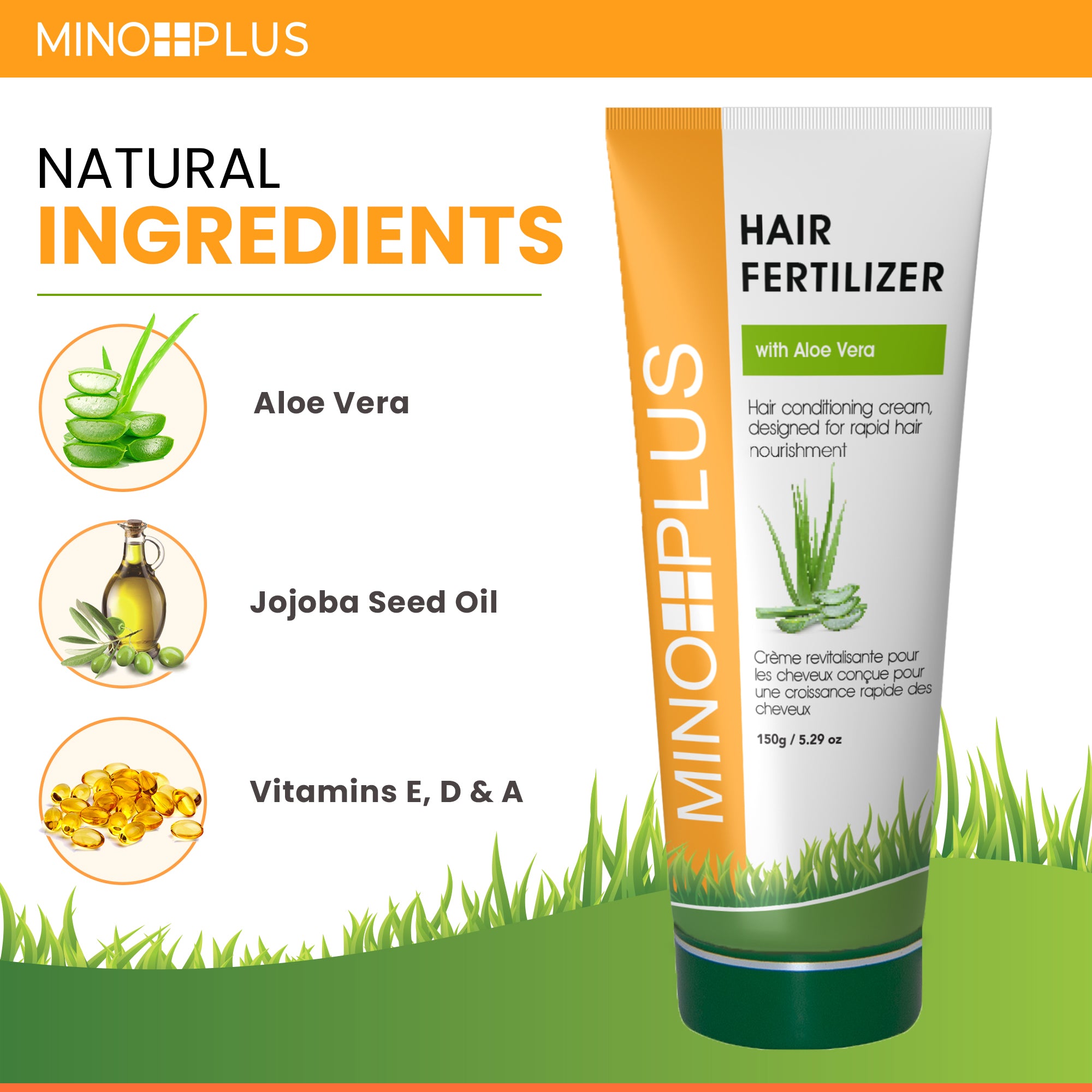 Fertilizzante organico per capelli Minoplus con olio di canfora - 150 g / 5,29 once