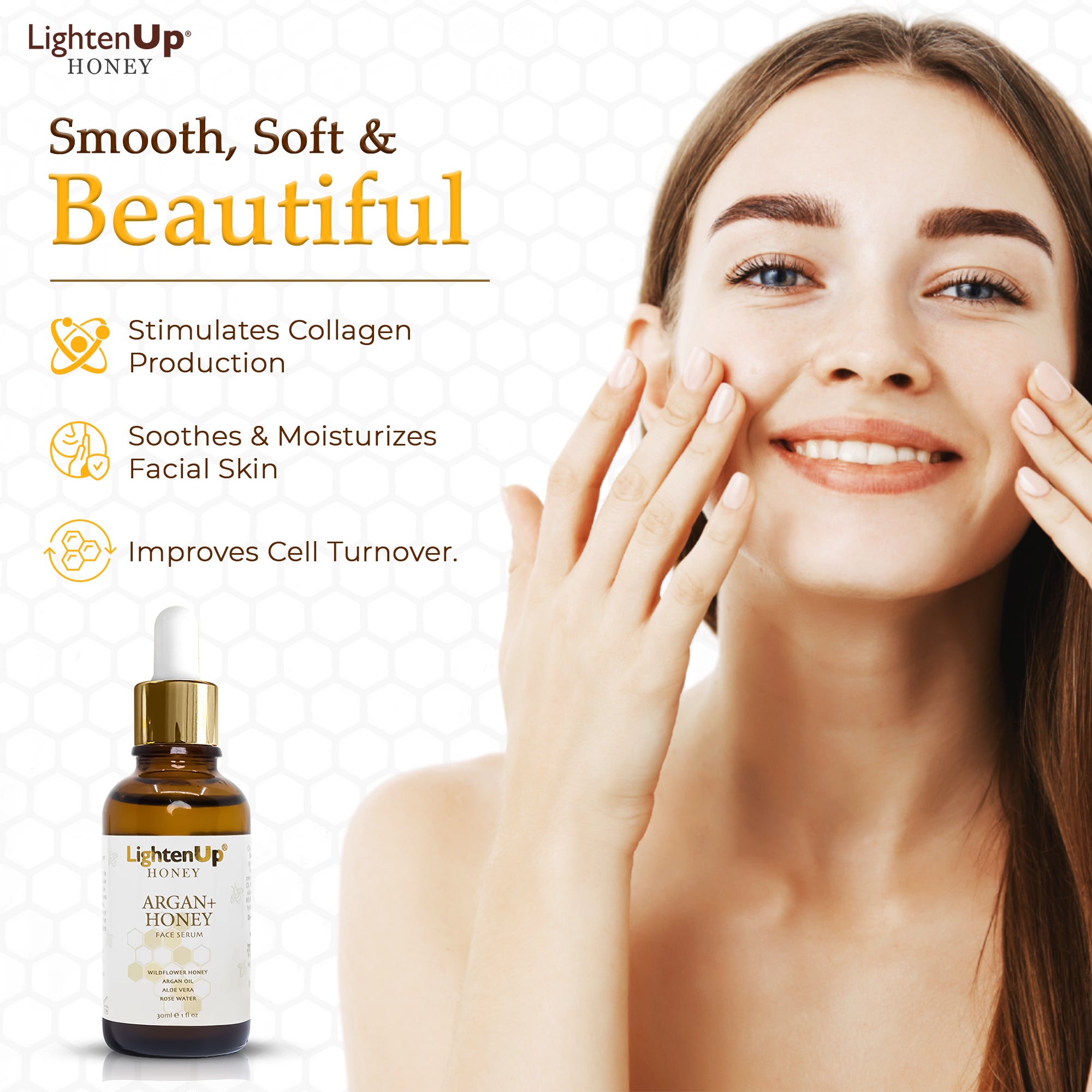 Lightenup Honey Argan + Honey Lightening Face Serum 30ml