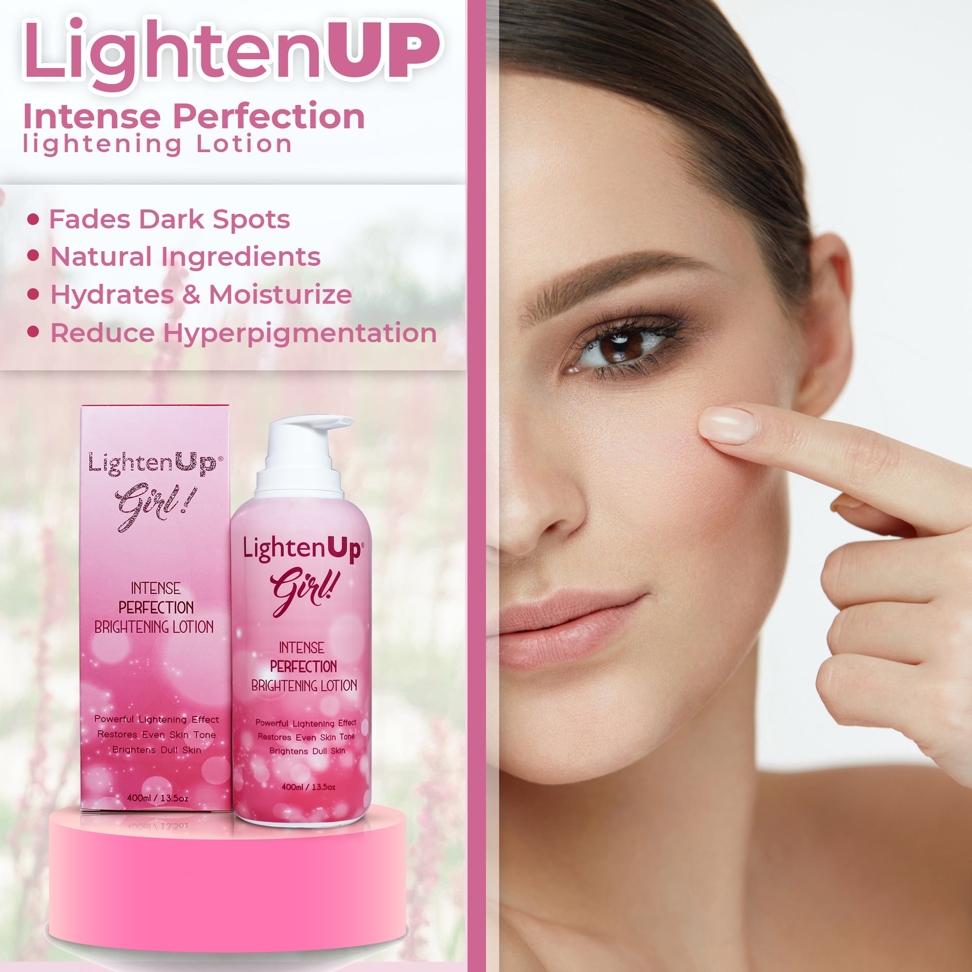 Omic LightenUp Girl! Lozione schiarente Intense Perfection - 400 ml / 13,5 once
