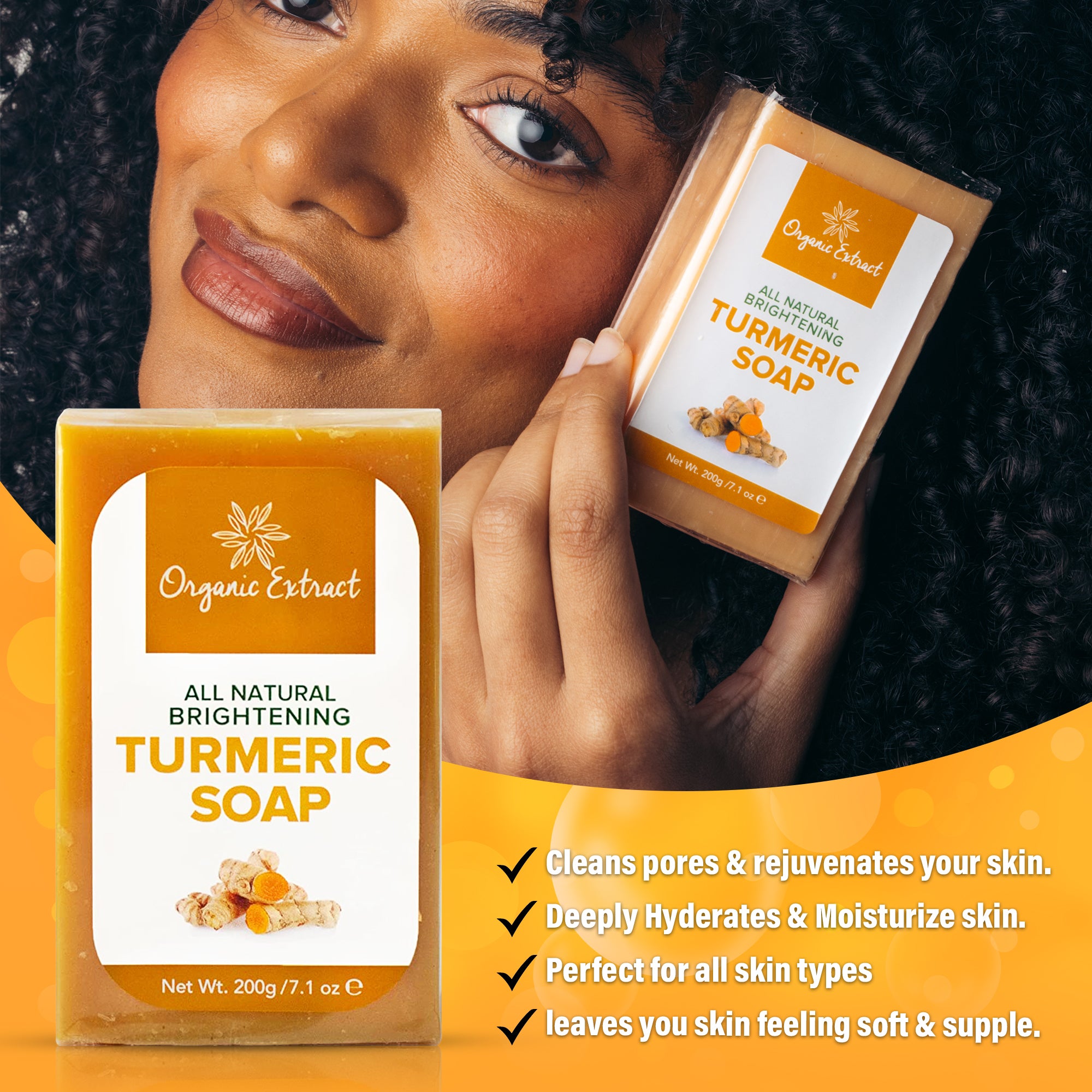Organic Extract Turmeric Soap 200g