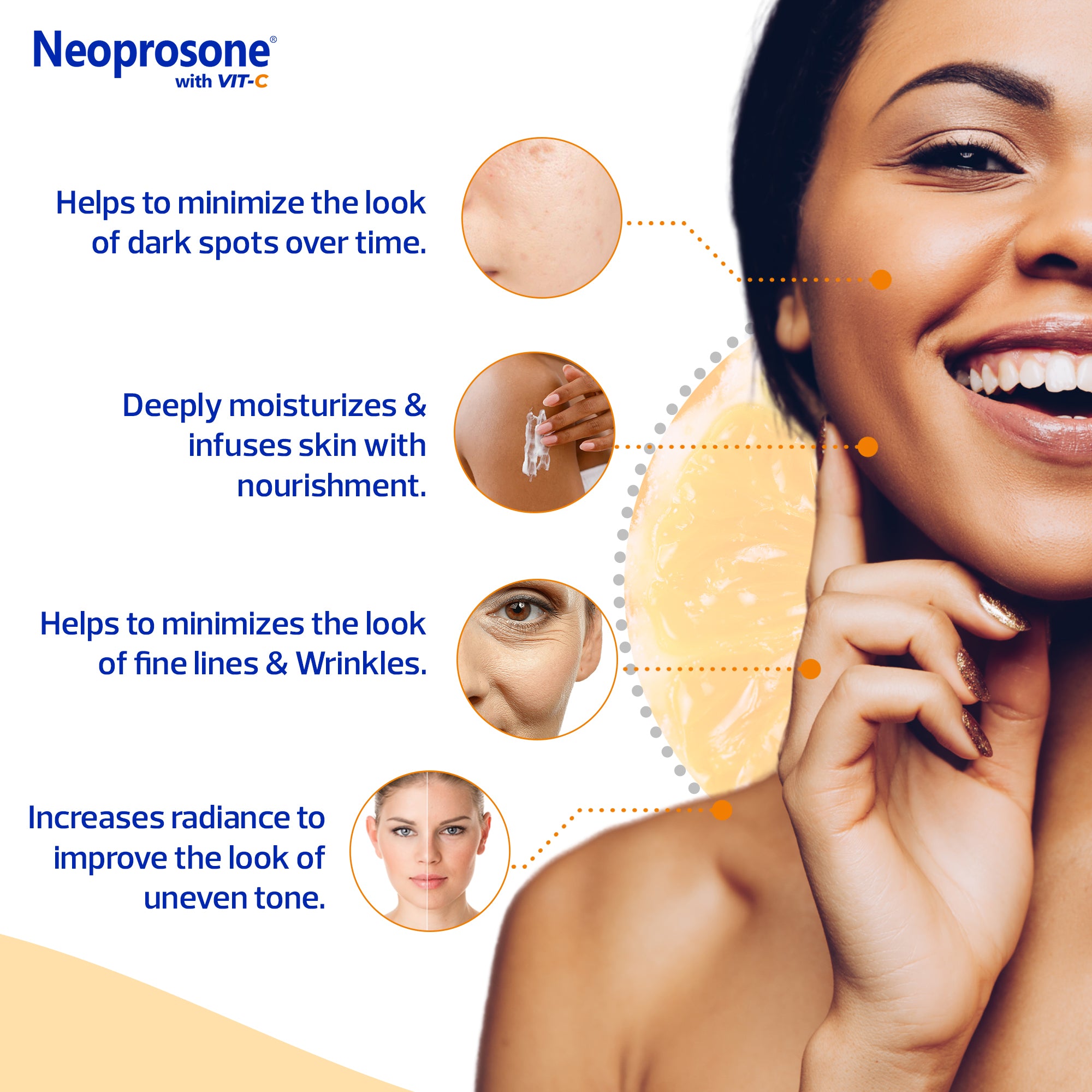 Lotion éclaircissante pour le corps Neoprosone à la vitamine C - 500 ml / 16,9 oz