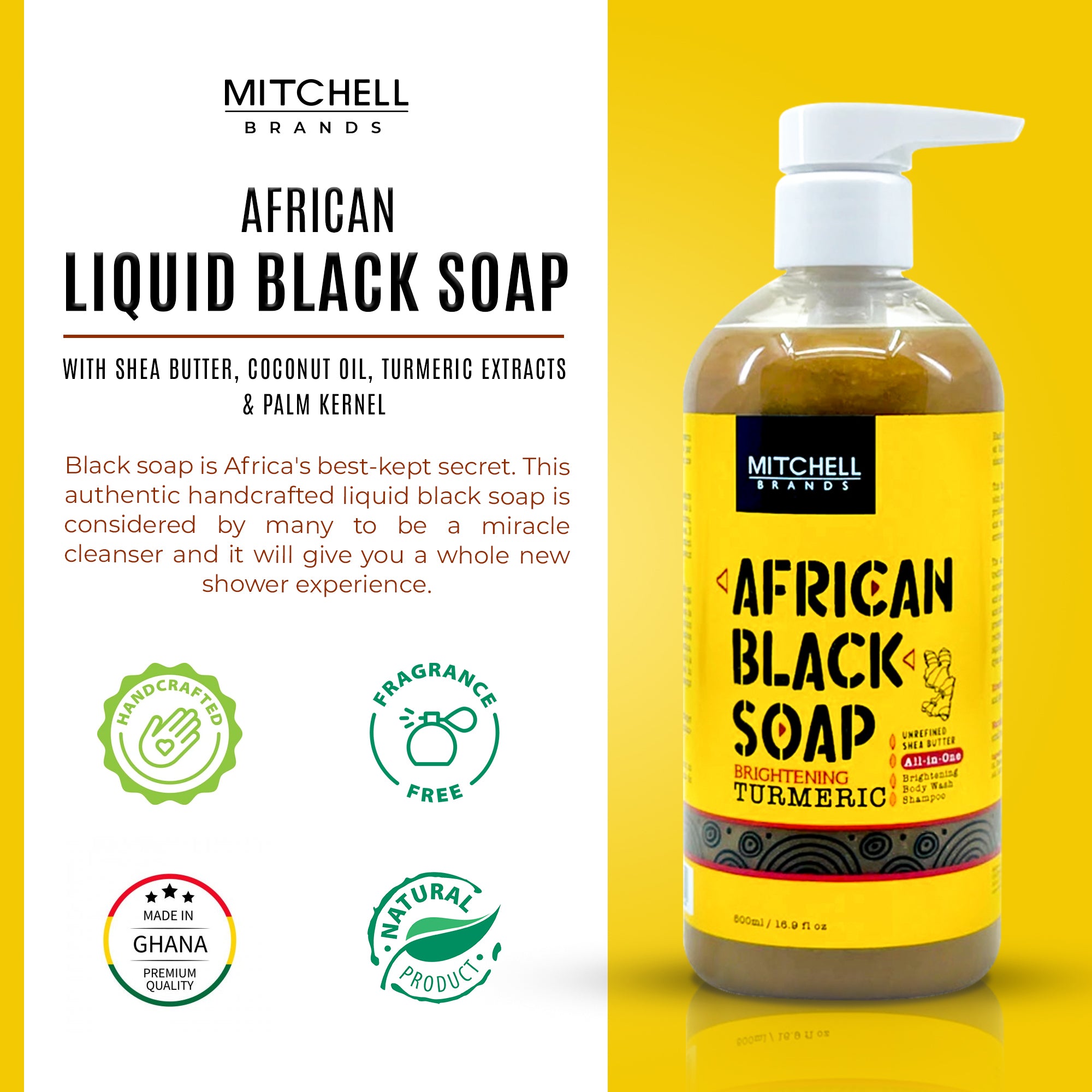 African Liquid Black Soap with Jamaican Castor Oil 500 ml (New)