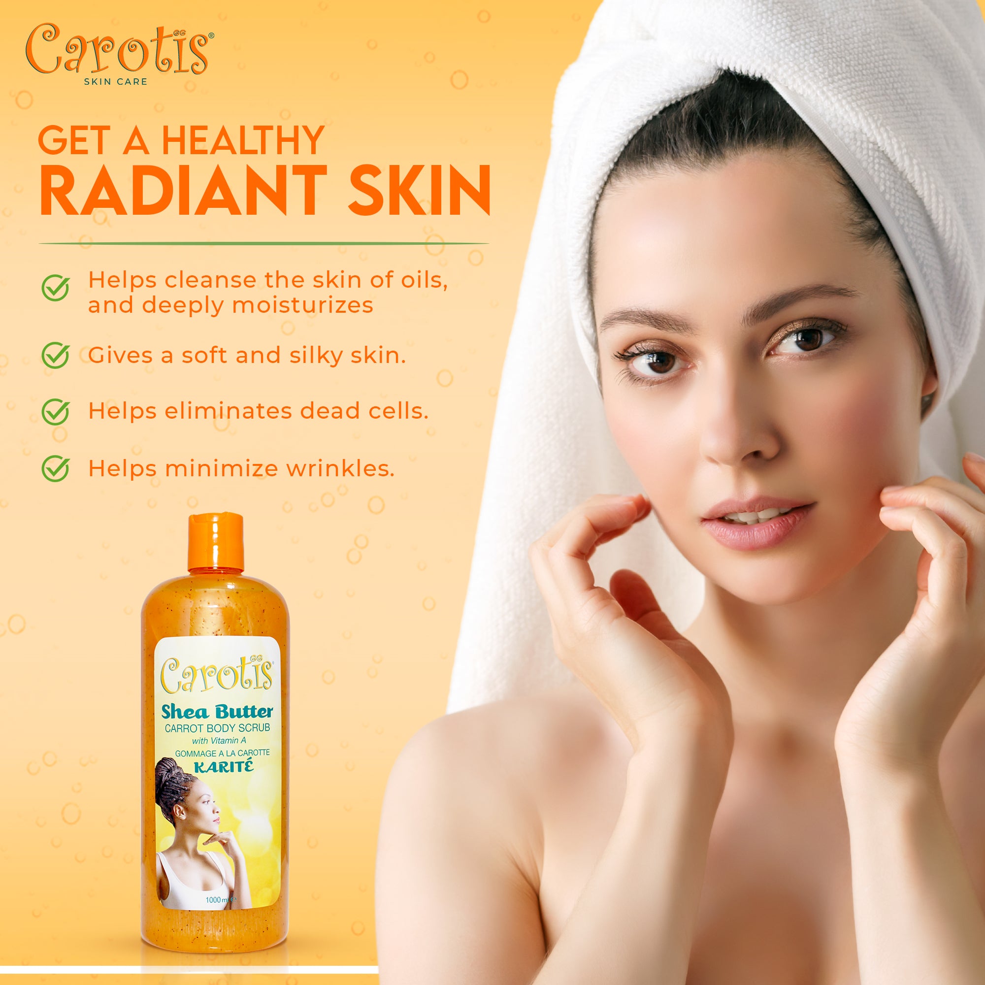 Carotis Shea Butter Carrot Body Wash with Vitamin A (NEW) - 1000ml / 33.8 oz