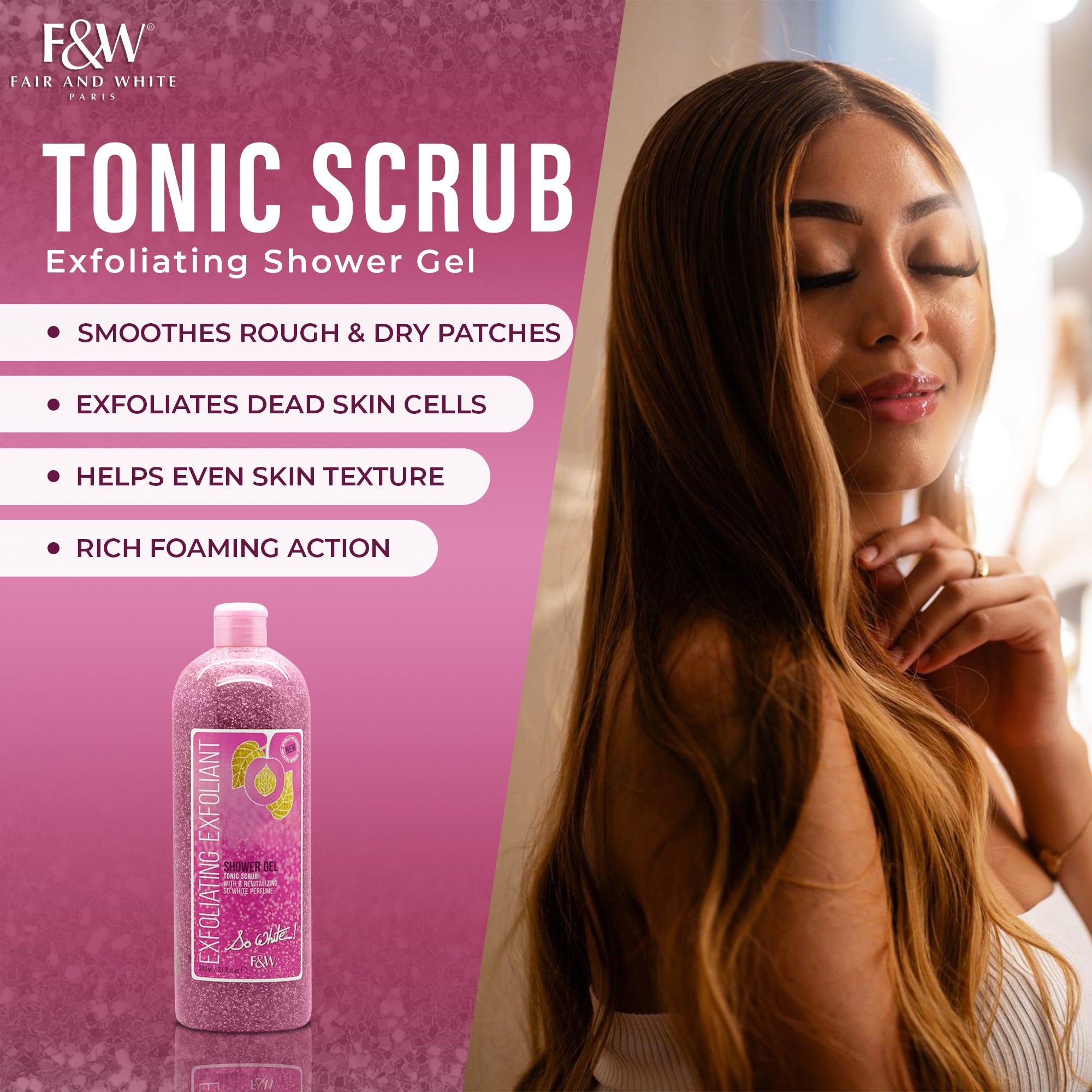 Fair & White So White Exfoliating Shower Gel / Tonic Scrub - Revitalizing shower gel - 940ml / 31.8 fl oz
