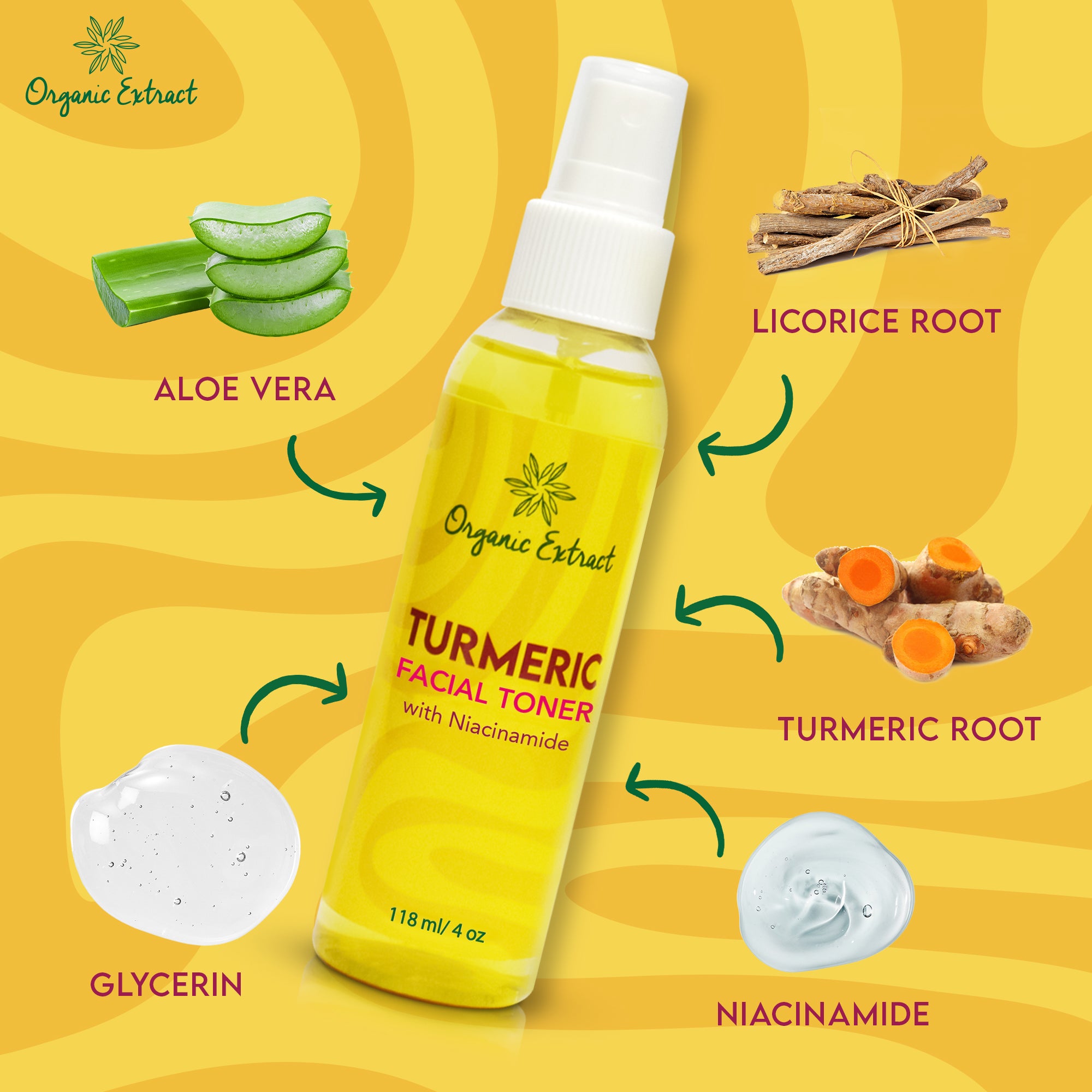 Organic Extract Turmeric Facial Toner 4 oz/118 ml