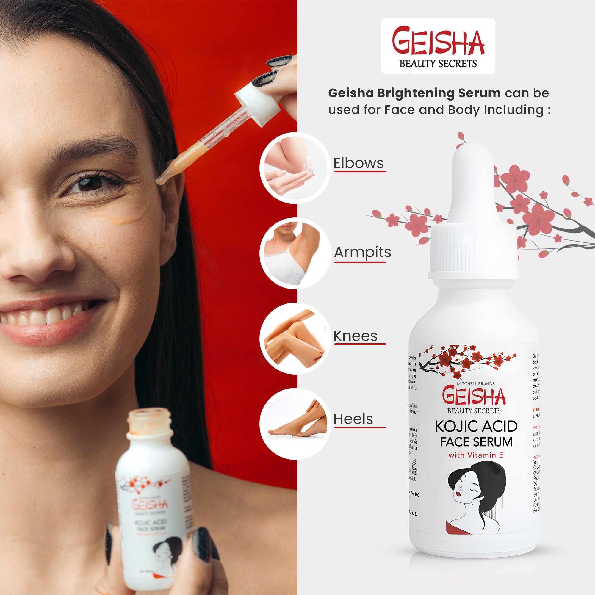 Geisha Kojic Acid Face Brightening Serum - Gluten-free serum - 30ml / 1 fl oz