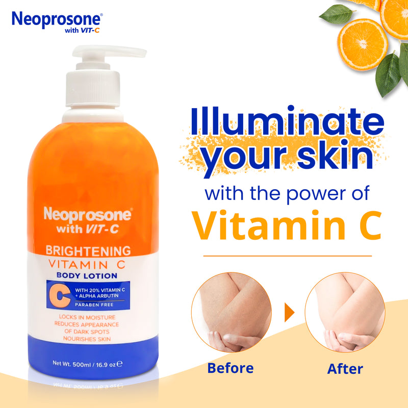 Lotion éclaircissante pour le corps Neoprosone à la vitamine C - 500 ml / 16,9 oz