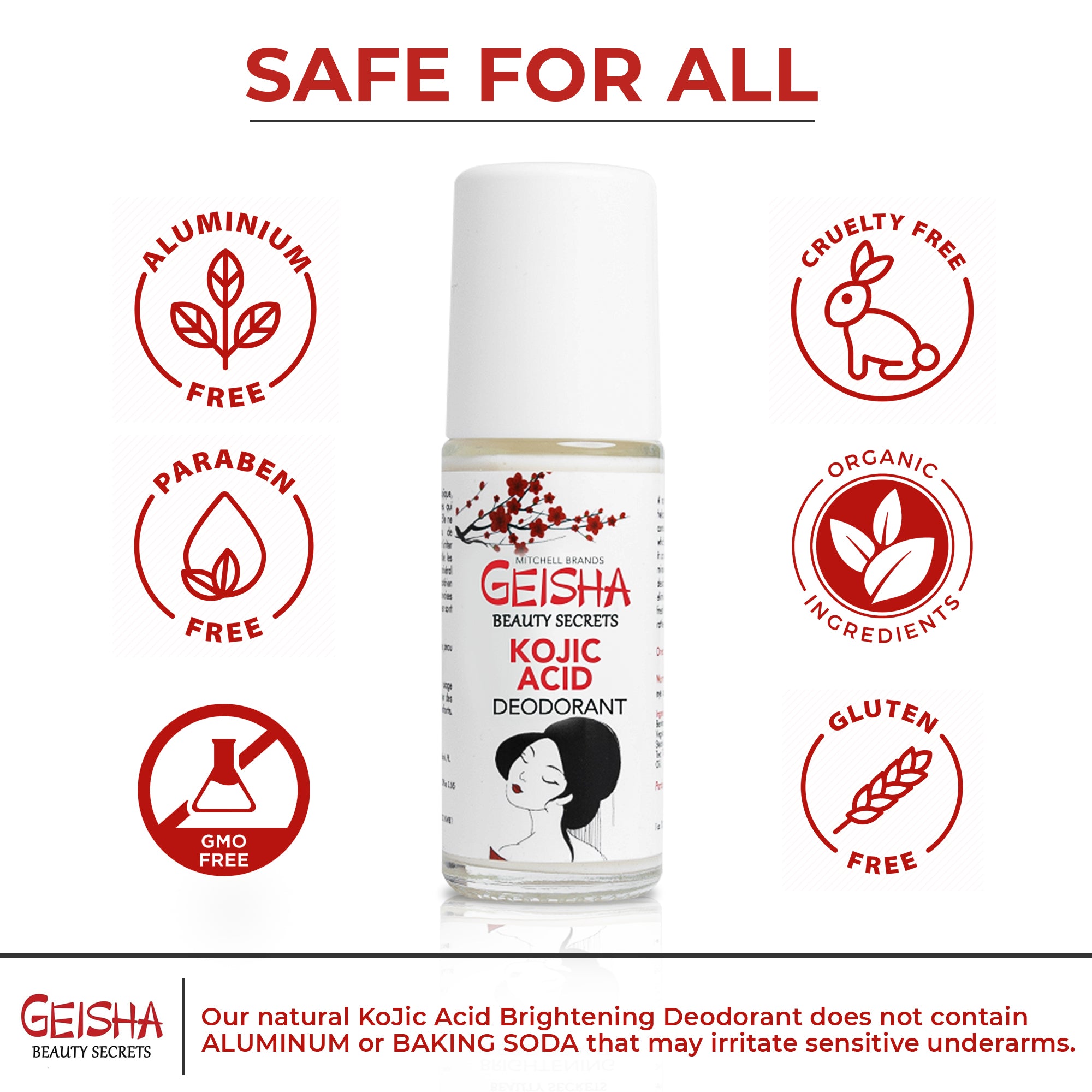 Geisha Whitening Deodorant - Kojic Acid Deodorant - 30ml / 1 fl oz