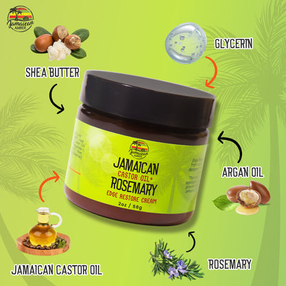 Jamaican Amber Jamaican Castor Oil & Rosemary Edge Restore Cream 2 oz/60 ml Mitchell Brands - Mitchell Brands - Skin Lightening, Skin Brightening, Fade Dark Spots, Shea Butter, Hair Growth Products