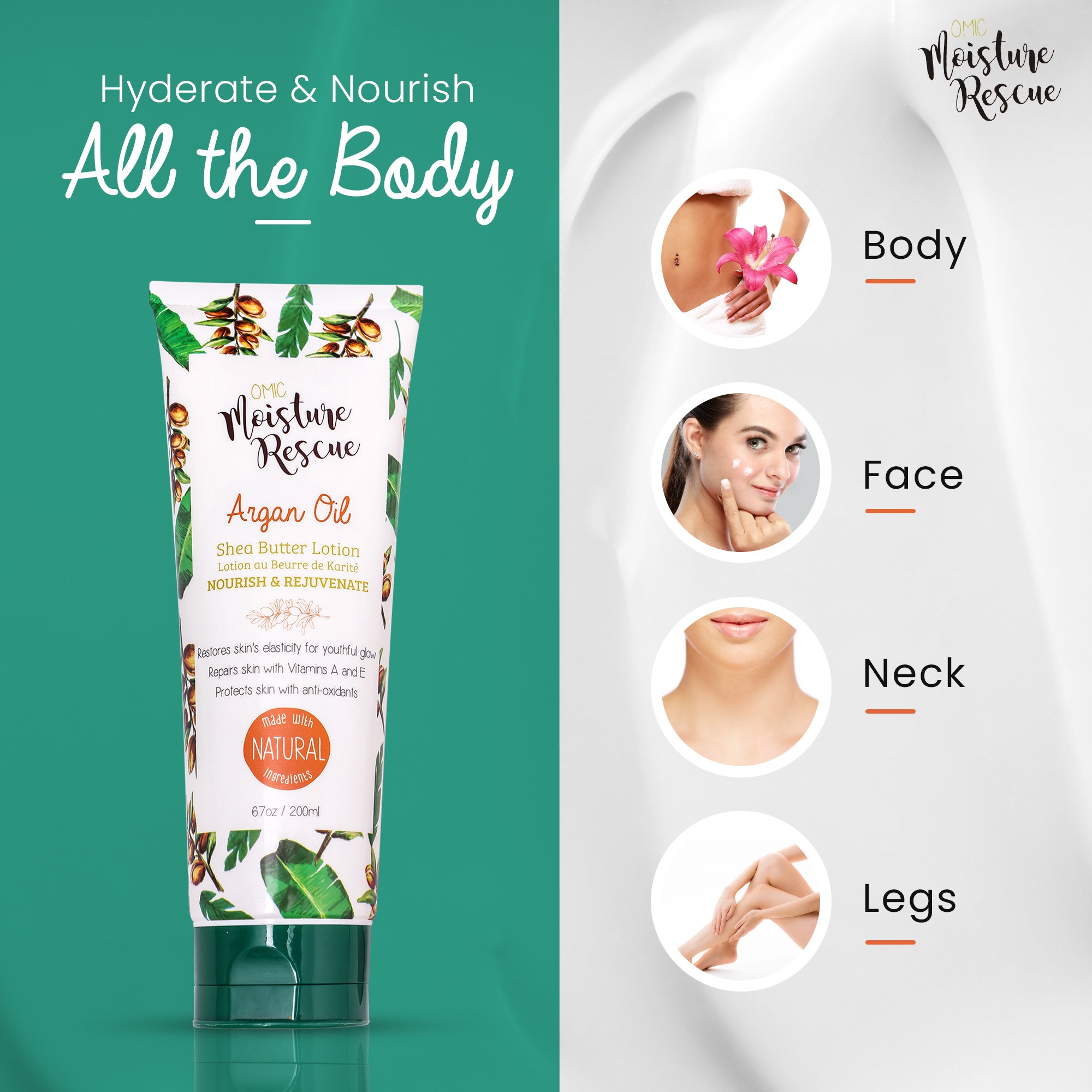 Moisture Rescue Shea Butter Lotion Tube with Argan Oil