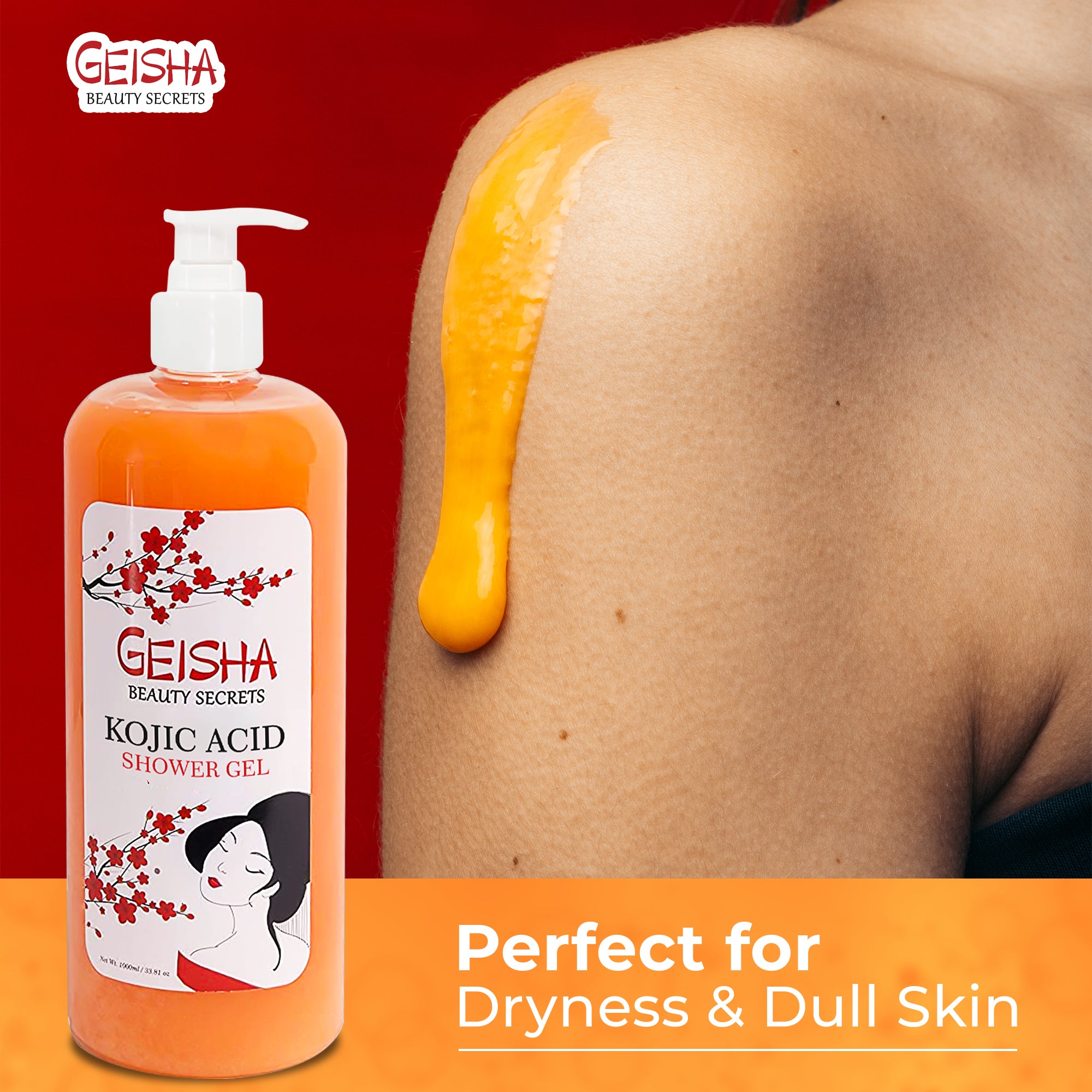 Geisha Beauty Secret Shower Gel - Lichtmakende en hydraterende gel - 1000ml / 33 fl oz