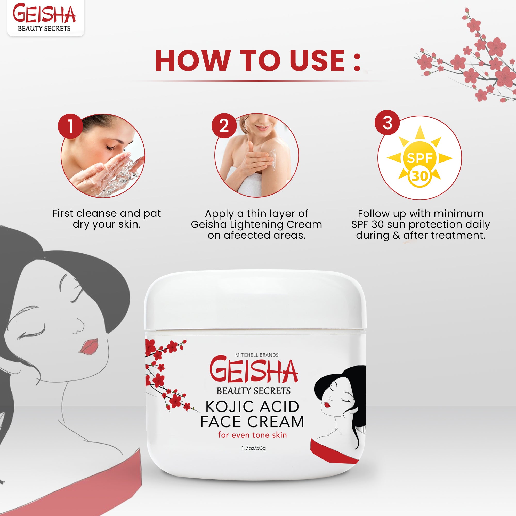 Geisha Active Lightening Cream with Kojic Acid - 50ml / 1.7 fl oz