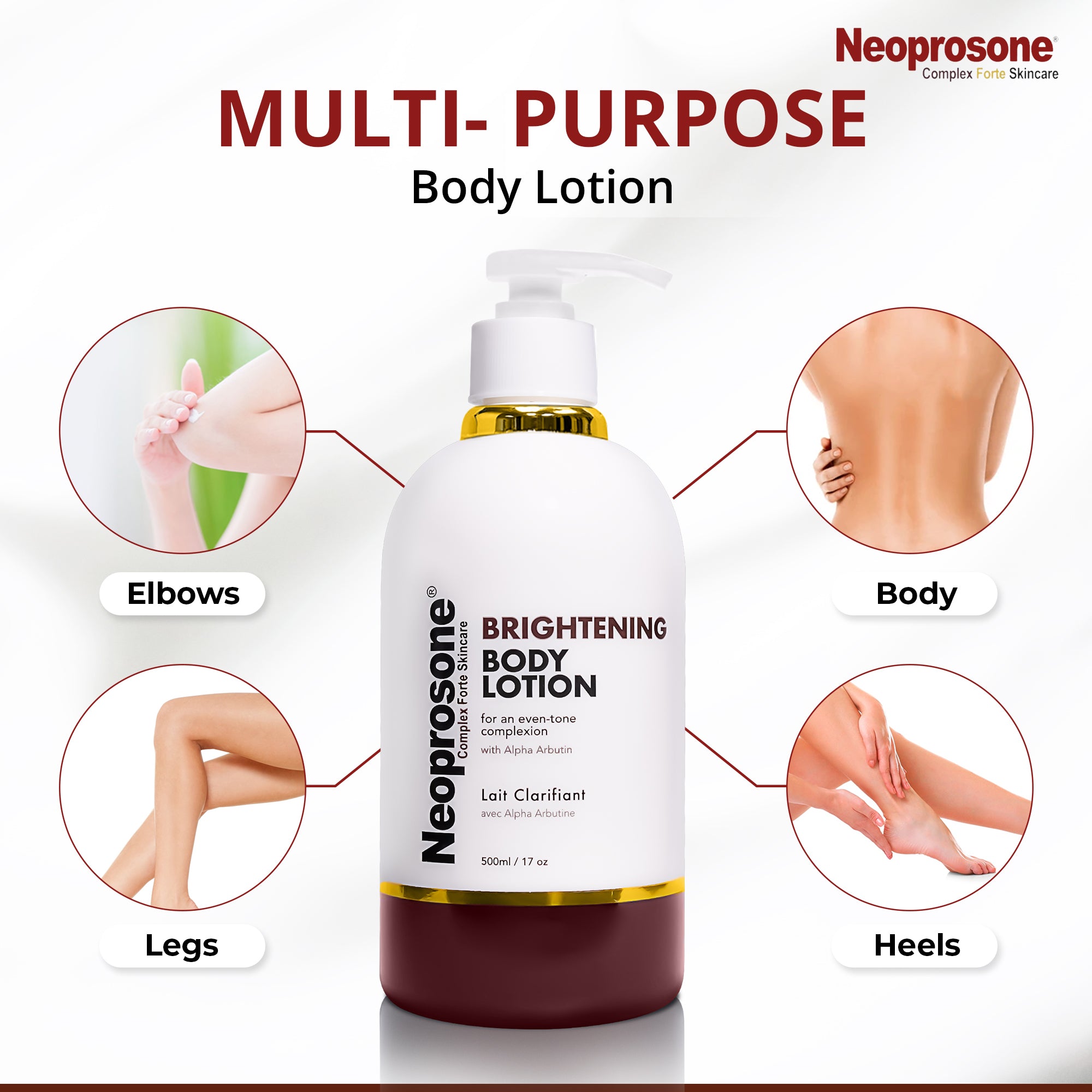 Neoprosone verhelderende bodylotion met pomp - 400 ml / 13,5 oz