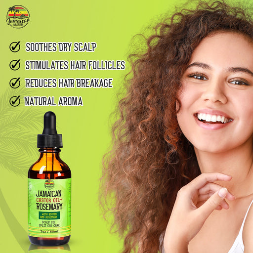 Jamaican Amber Jamaican Castor Oil & Rosemary Hair Oil  2 oz/60 ml Mitchell Brands - Mitchell Brands - Skin Lightening, Skin Brightening, Fade Dark Spots, Shea Butter, Hair Growth Products