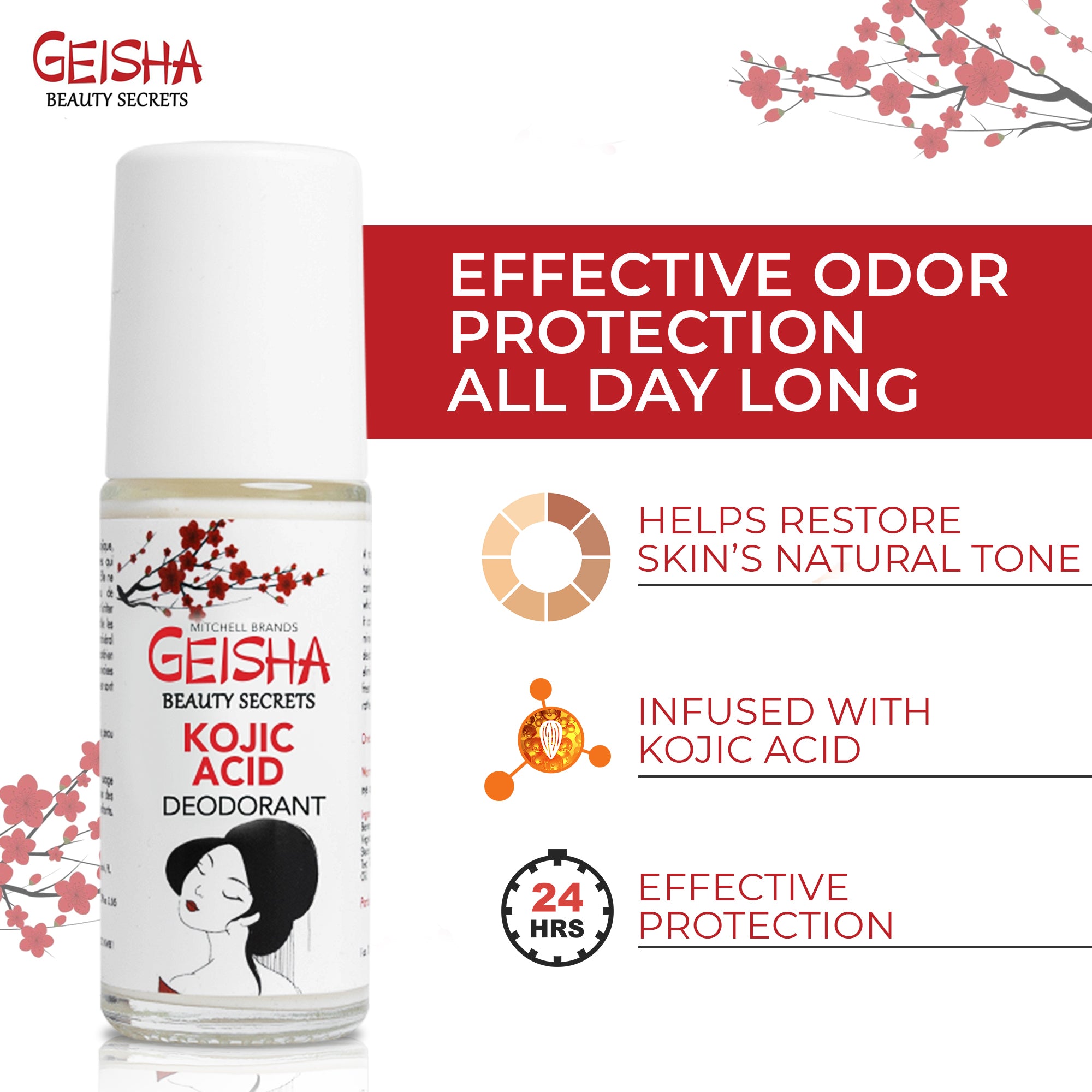 Geisha Whitening Deodorant - Kojic Acid Deodorant - 30ml / 1 fl oz
