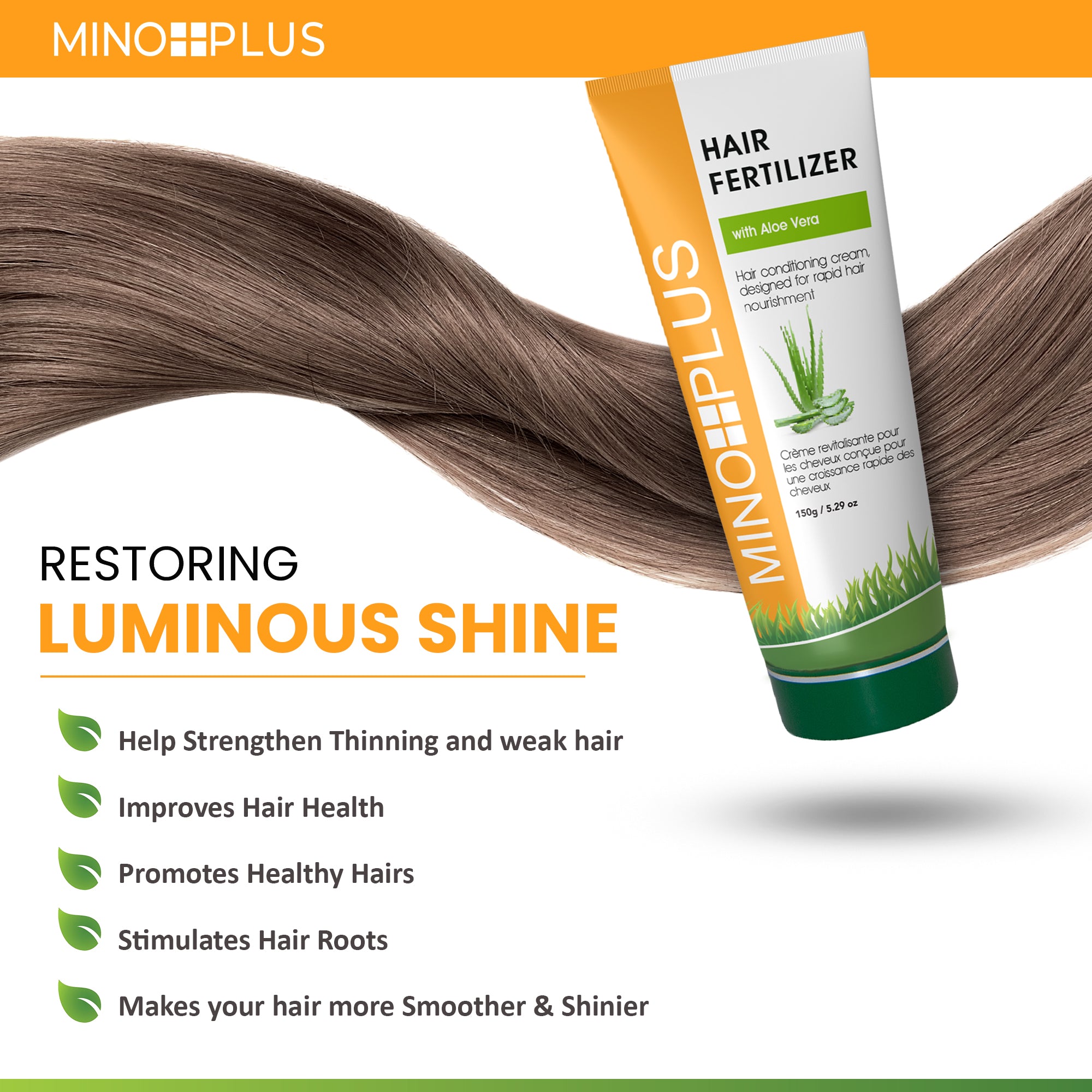 Fertilizzante organico per capelli Minoplus con olio di canfora - 150 g / 5,29 once