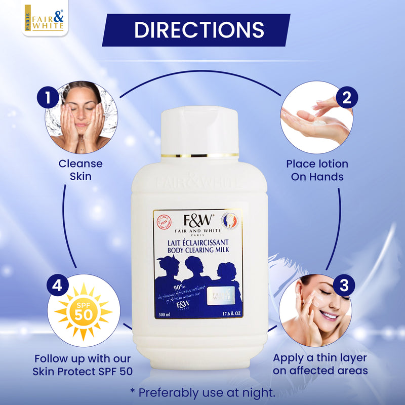 Fair and White Lait Démaquillant Corps Original 500 ml