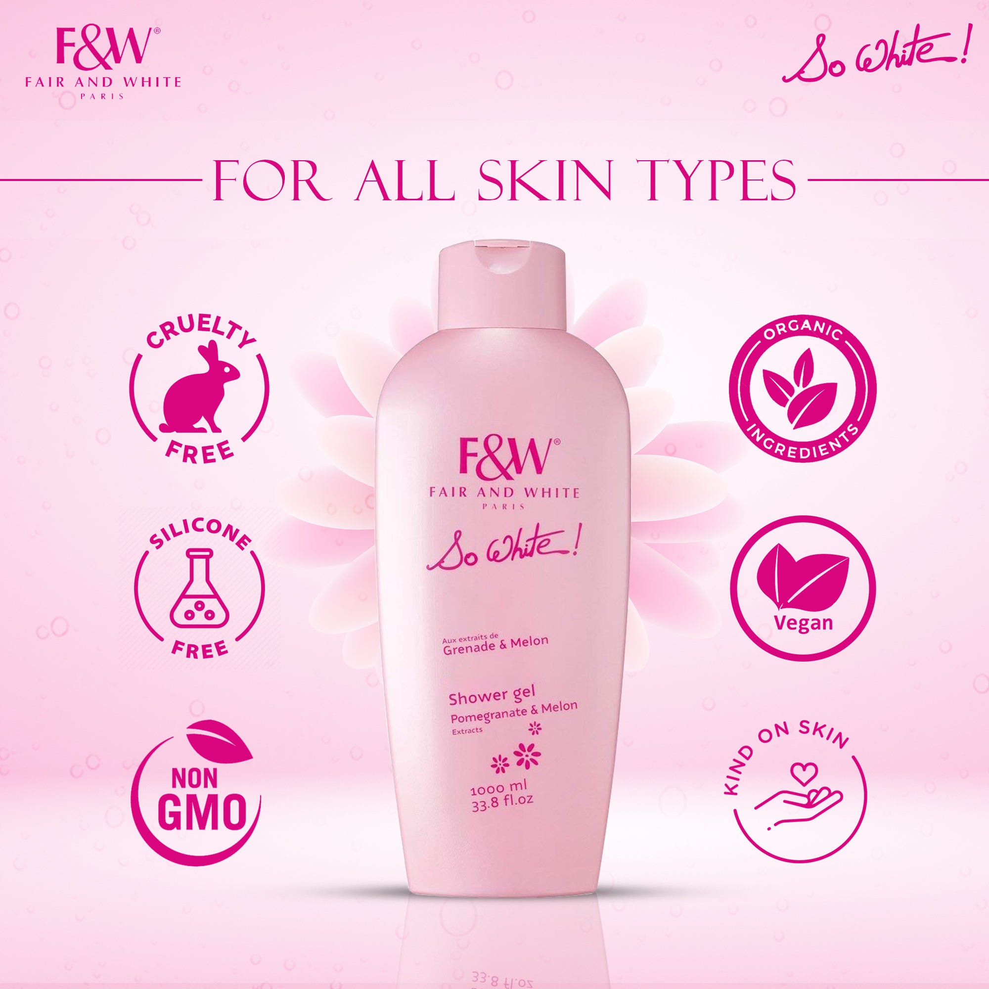 FAIR & WHITE So White Refreshing Brightening Body Wash - 1000ml