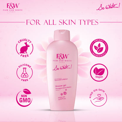 FAIR & WHITE So White Refreshing Brightening Body Wash - 1000ml