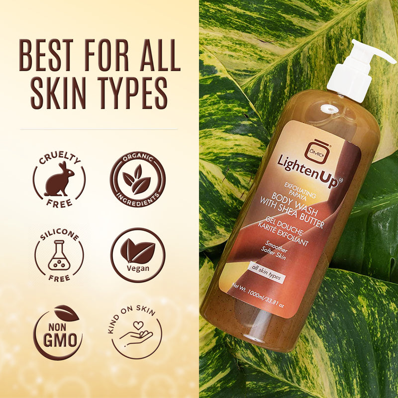 Omic LightenUp PLUS Exfoliating Papaya Body Wash met Shea Butter - 1000ml / 33.81 Oz