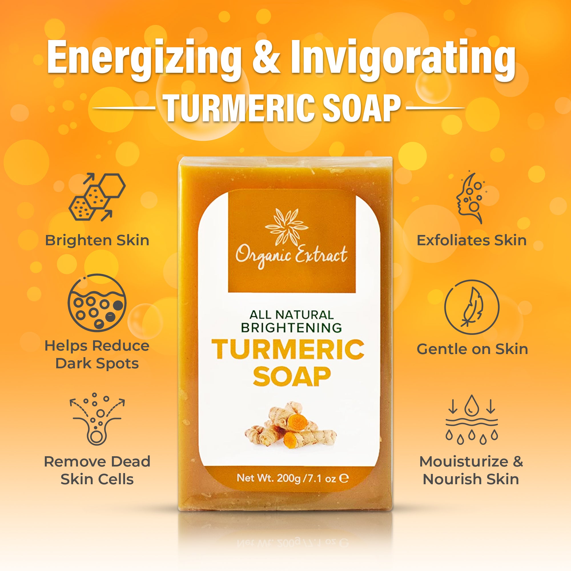 Organic Extract Turmeric Soap 200g