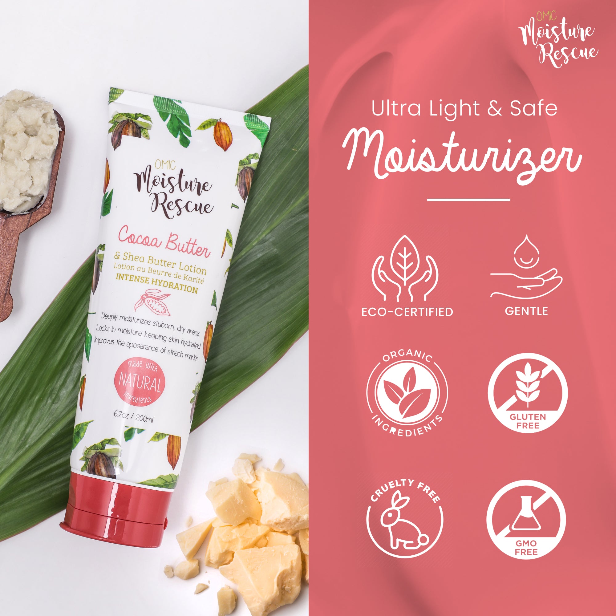 Moisture Rescue Shea Butter Lotion Tube with Cocoa Butter - 200 ml