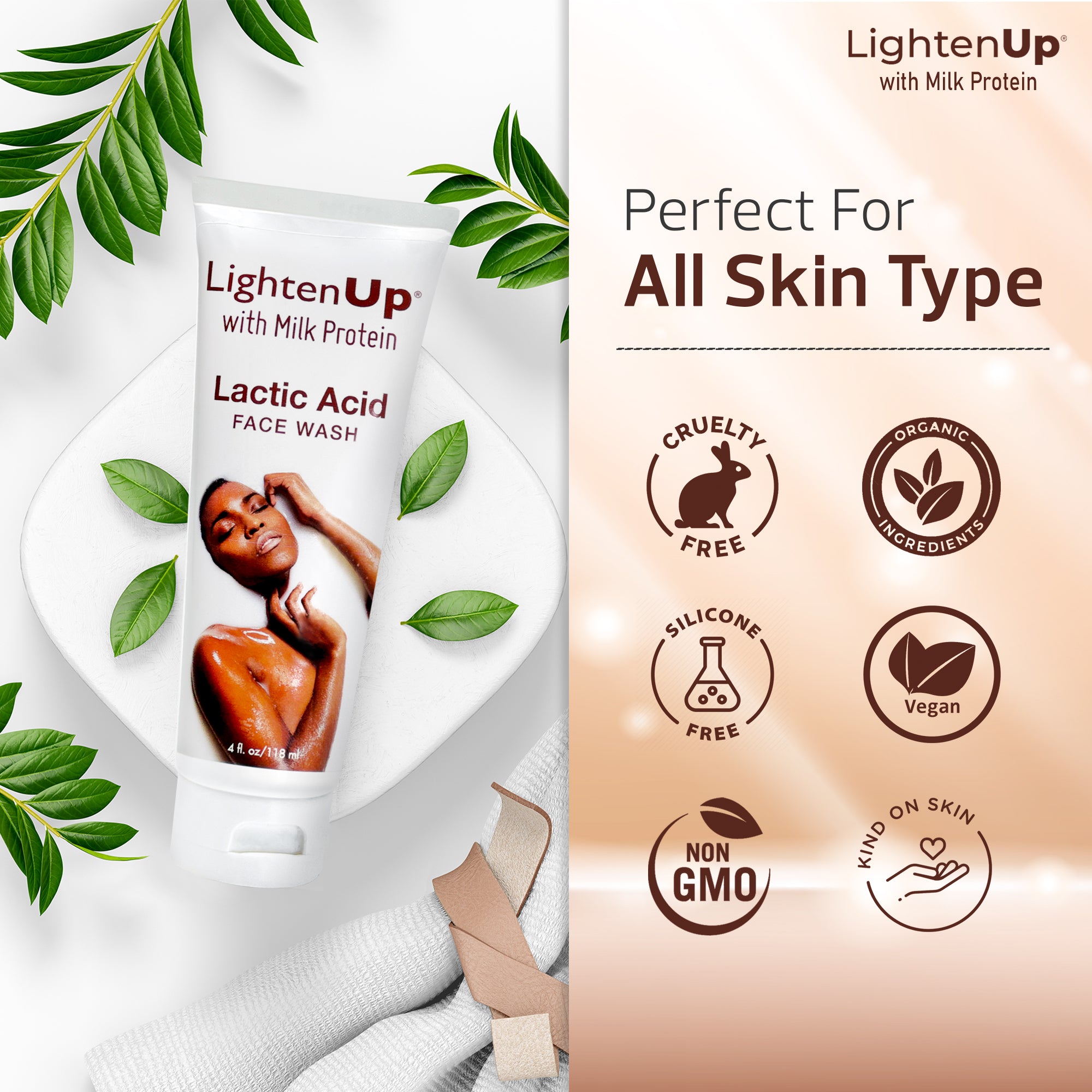 LightenUp Milk Protein Face Wash 4 oz