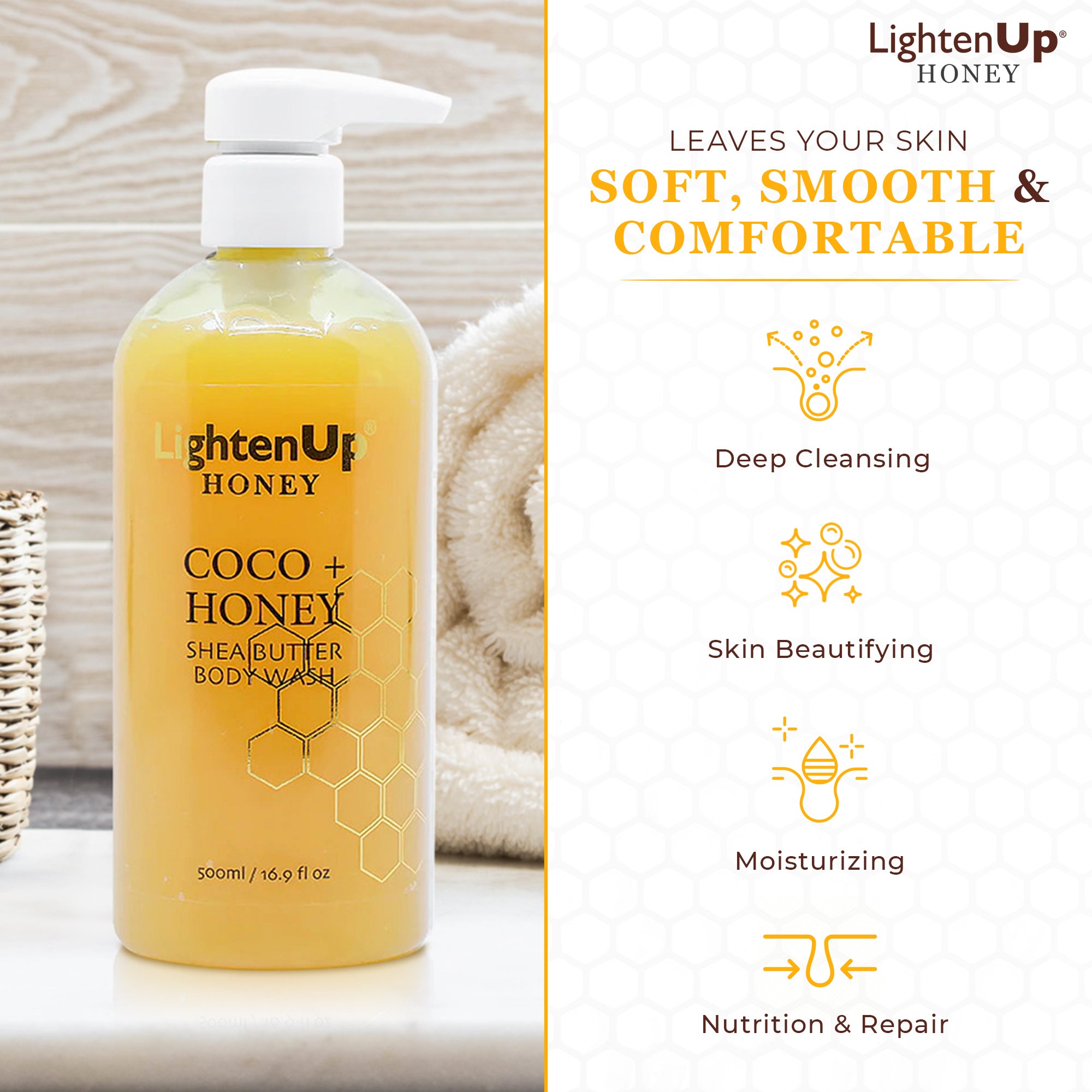 LightenUp Honey Shower Gel 500ml