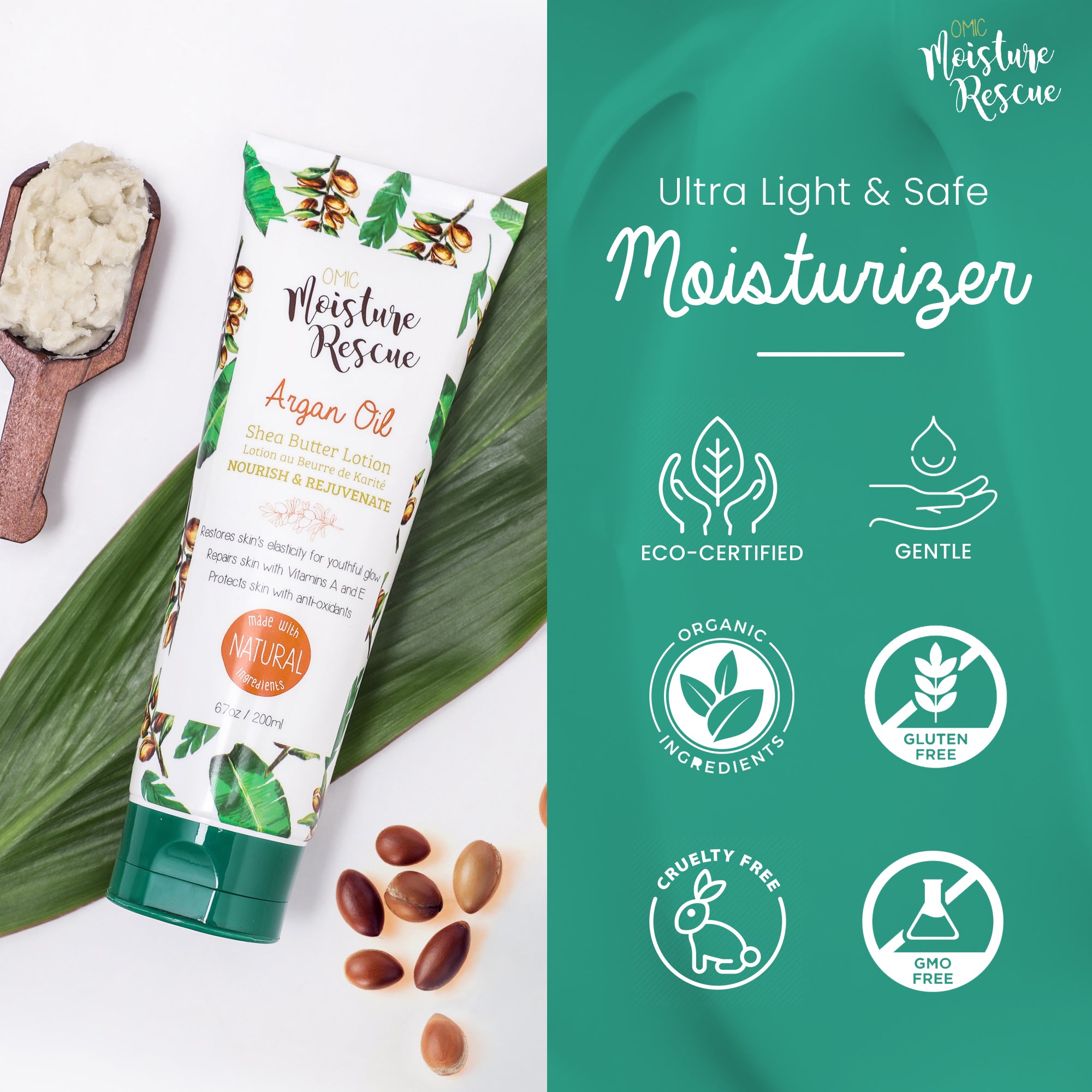 Moisture Rescue Shea Butter Lotion Tube with Argan Oil
