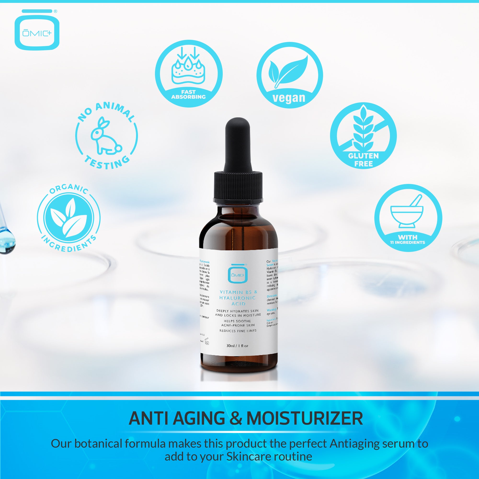 Omic+ Vitamin B5 & Hyaluronic Serum - 30ml / 1 Fl Oz