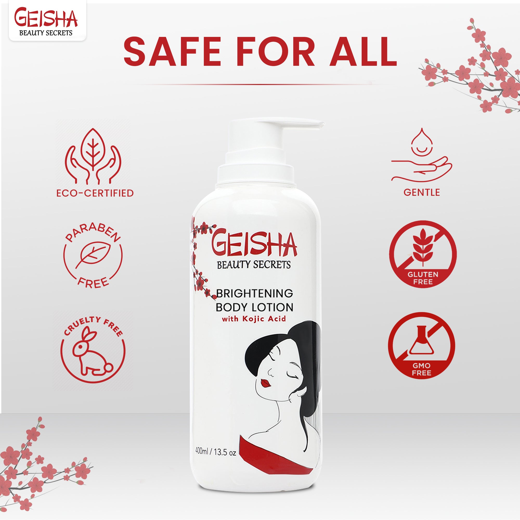 Geisha Beauty Secrets Brightening Body Lotion with Kojic Acid - 400ml / 13 fl oz