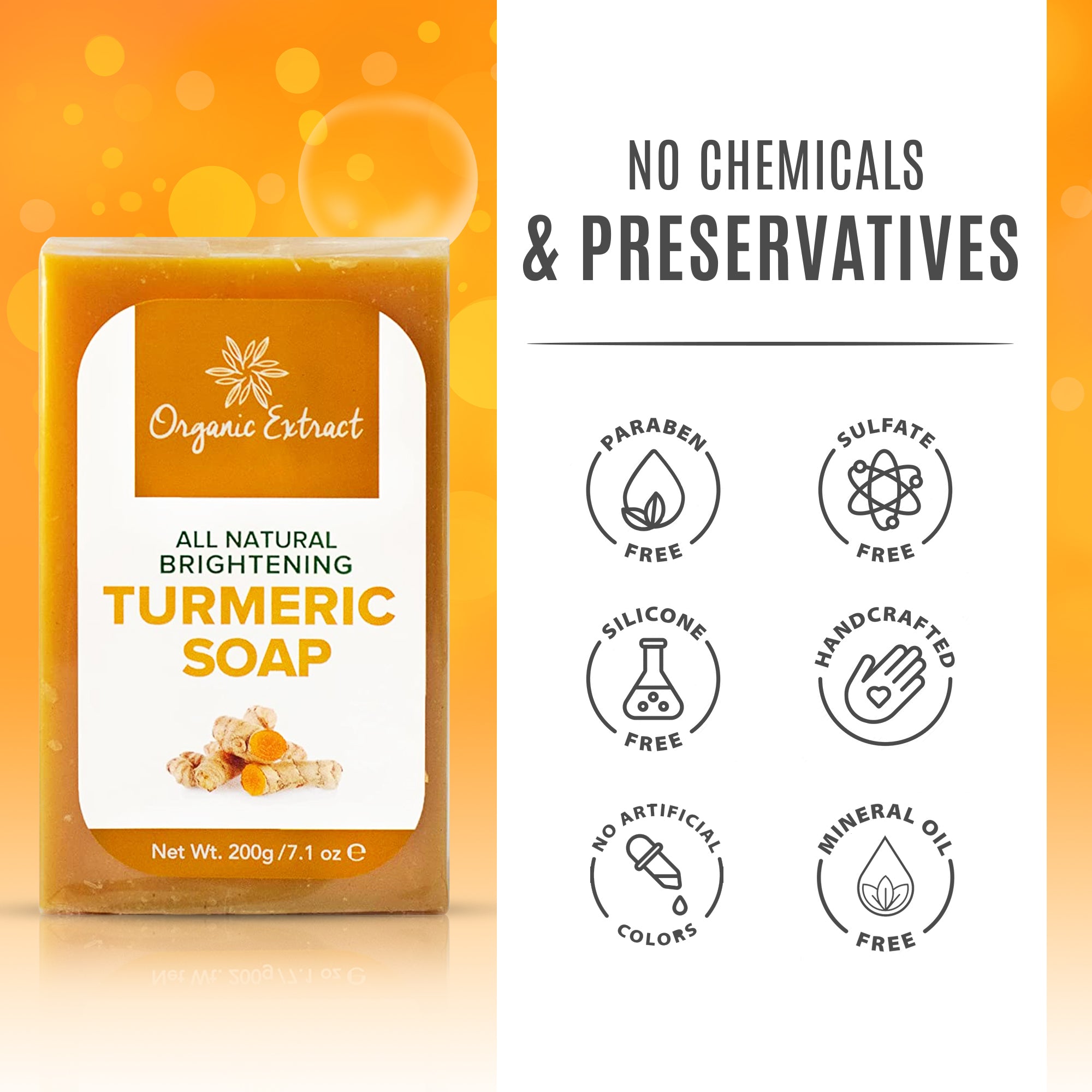 Organic Extract Turmeric Soap 200g