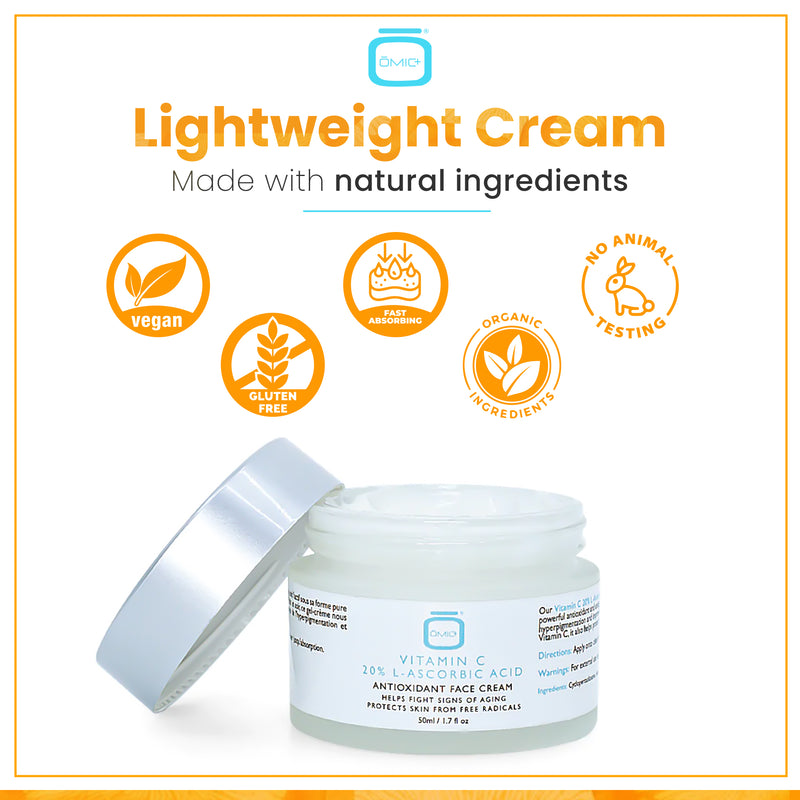 Omic+ Vitamin C Cream 20% L-Ascorbic Acid 50ml Jar