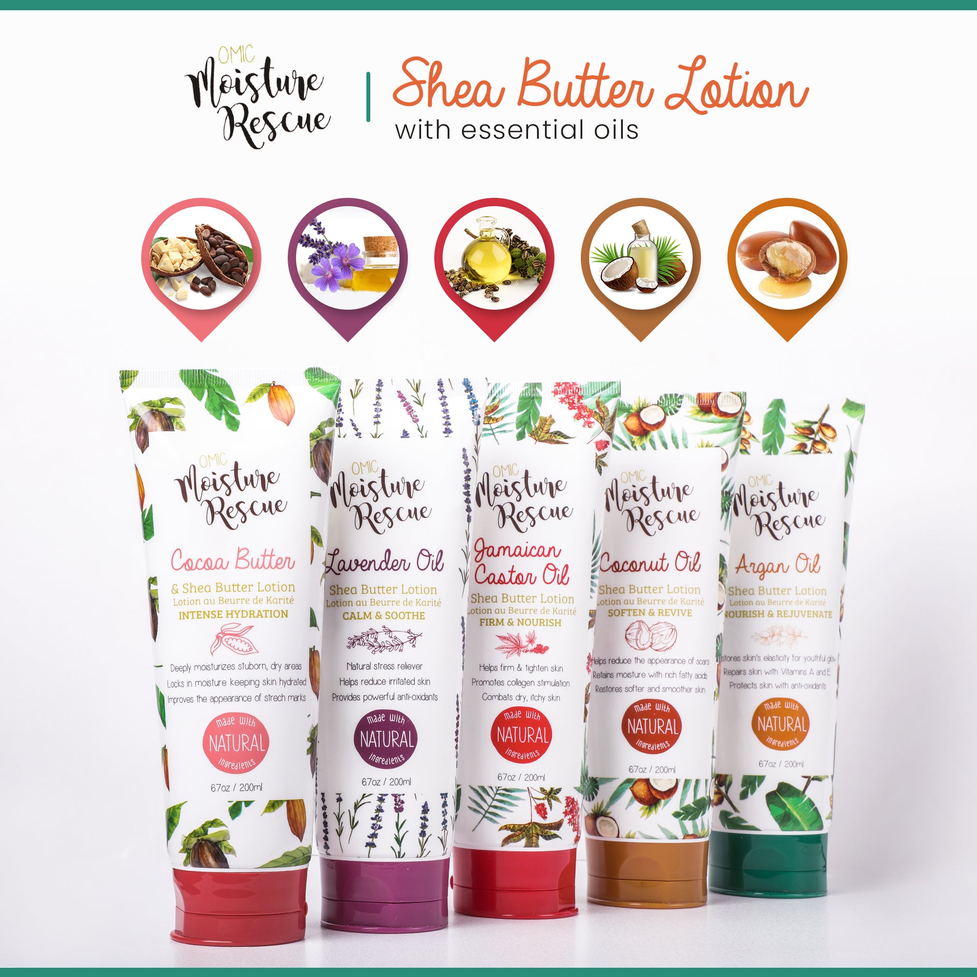 Moisture Rescue Shea Butter Lotion Tube with Argan Oil
