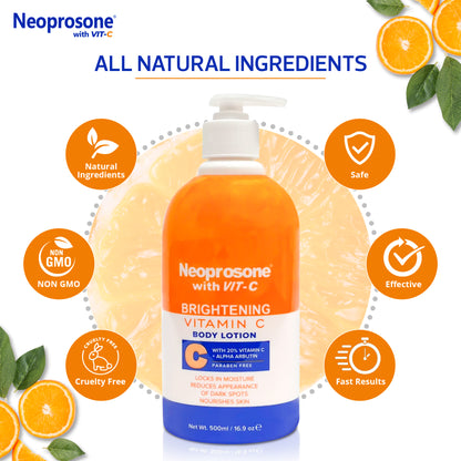 Lotion éclaircissante pour le corps Neoprosone à la vitamine C - 500 ml / 16,9 oz