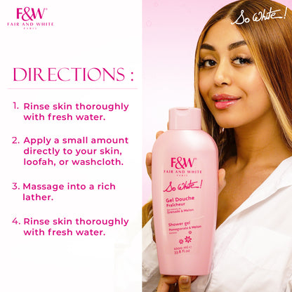 FAIR & WHITE So White Refreshing Brightening Body Wash - 1000ml