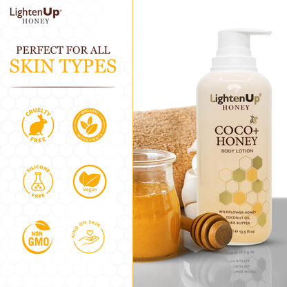 Lightenup Honey Coco + Honey Body Lotion 400ml Mitchell Brands - Mitchell Brands - Skin Lightening, Skin Brightening, Fade Dark Spots, Shea Butter, Hair Growth Products