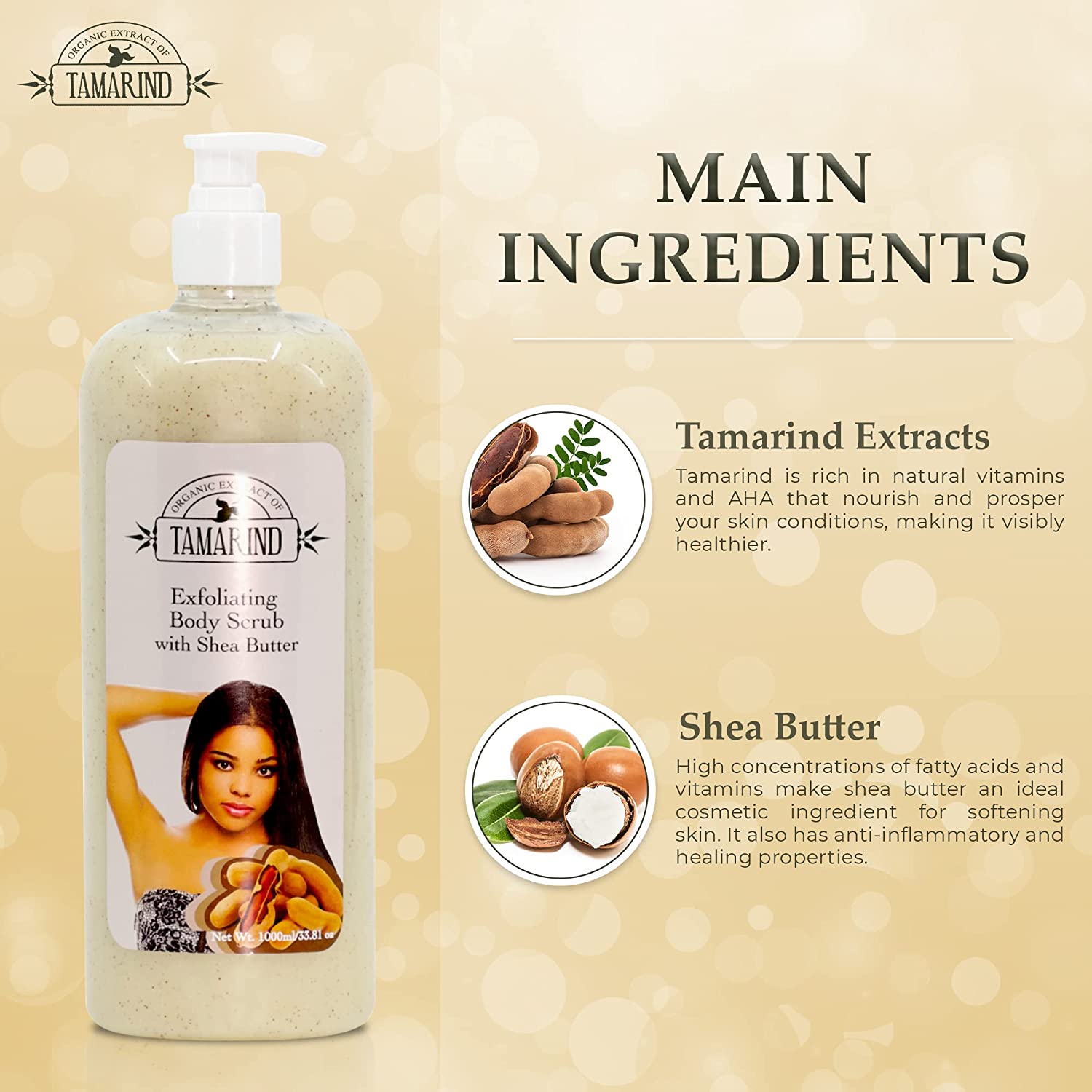 Organic Essence of Tamarind Exf Shower Gel 1000ml Mitchell Group USA, LLC - Mitchell Brands - Skin Lightening, Skin Brightening, Fade Dark Spots, Shea Butter, Hair Growth Products