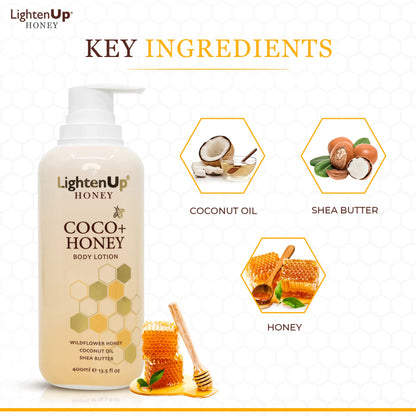 Lightenup Honey Coco + Honey Body Lotion 400ml Mitchell Brands - Mitchell Brands - Skin Lightening, Skin Brightening, Fade Dark Spots, Shea Butter, Hair Growth Products