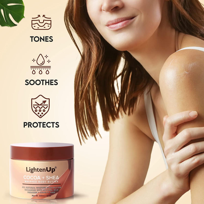 LightenUp Plus Cocoa Shea Body Butter Jar 300ml / 10 fl oz