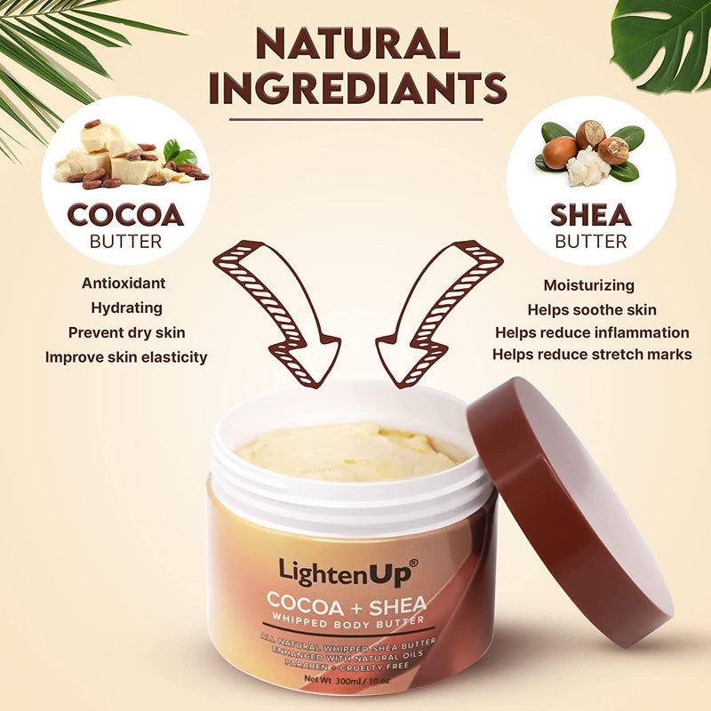 LightenUp Plus Cocoa Shea Body Butter Jar 300ml / 10 fl oz