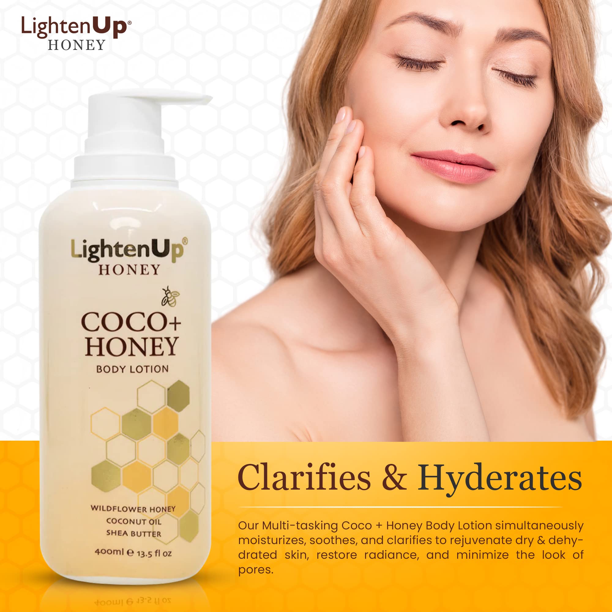 Lightenup Honey Coco + Honey Body Lotion 400ml Mitchell Brands - Mitchell Brands - Skin Lightening, Skin Brightening, Fade Dark Spots, Shea Butter, Hair Growth Products