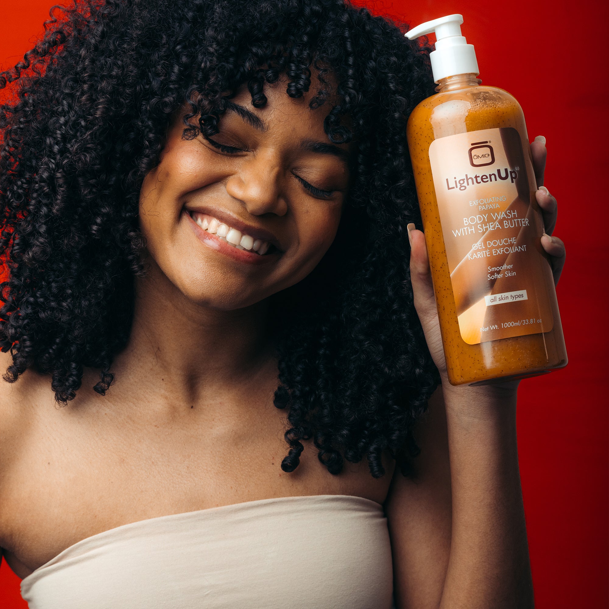 Omic LightenUp PLUS Exfoliating Papaya Body Wash with Shea Butter - 1000ml / 33.81 Oz