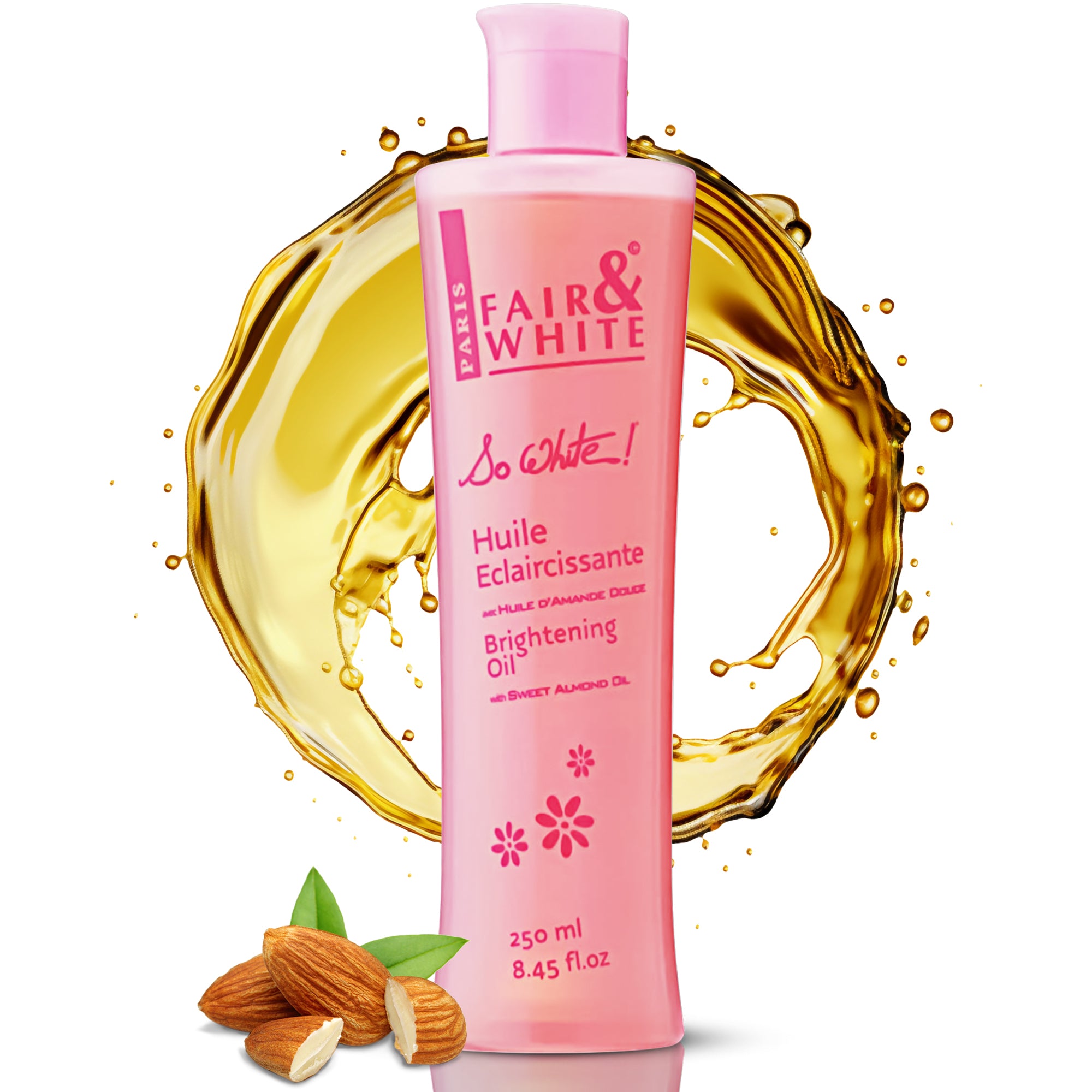Fair & White So White Brightening Body Oil with Vitamin E - Hydrating Formula for Skin - 250ml / 8.4 oz