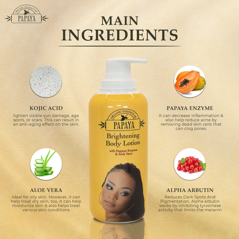 Organic Extract of Papaya Brightening Body Lotion - 400ml mitchellbrands - Mitchell Brands - Skin Lightening, Skin Brightening, Fade Dark Spots, Shea Butter, Hair Growth Products