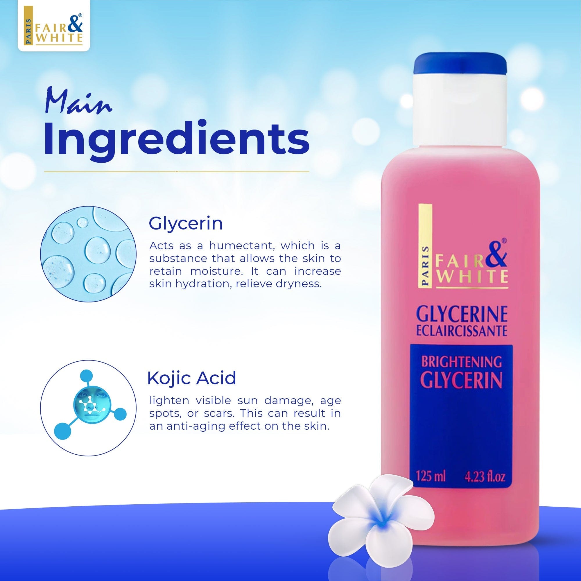 Fair & White Original Lightening Glycerin Lotion NHQ - Smoothes Skin Complexion - 125ml / 4.23 fl oz Fair & White Original - Mitchell Brands - Skin Lightening, Skin Brightening, Fade Dark Spots, Shea Butter, Hair Growth Products