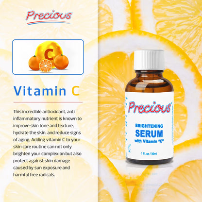 Precious Serum Aclarador con Vitamina C 30ml Precious - Mitchell Brands - Aclarar la piel, aclarar la piel, desvanecer manchas oscuras, manteca de karité, productos para el crecimiento del cabello