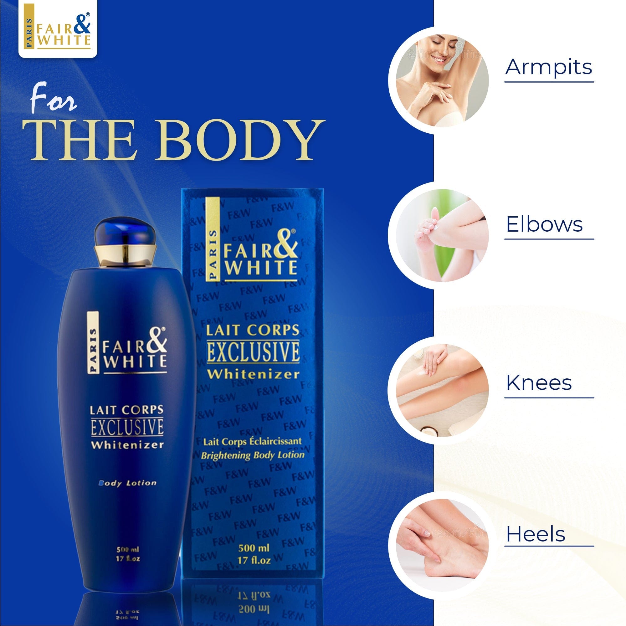 Fair & White Exclusive Whitenizer Body Lotion NHQ - Moisturizes Skin - 500ml / 17 fl oz Fair & White Exclusive - Mitchell Brands - Skin Lightening, Skin Brightening, Fade Dark Spots, Shea Butter, Hair Growth Products