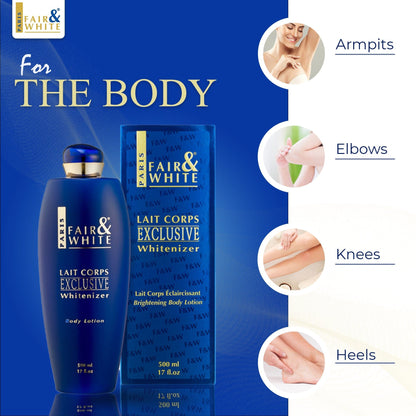 Fair & White Exclusive Whitenizer Body Lotion NHQ - Moisturizes Skin - 500ml / 17 fl oz Fair & White Exclusive - Mitchell Brands - Skin Lightening, Skin Brightening, Fade Dark Spots, Shea Butter, Hair Growth Products